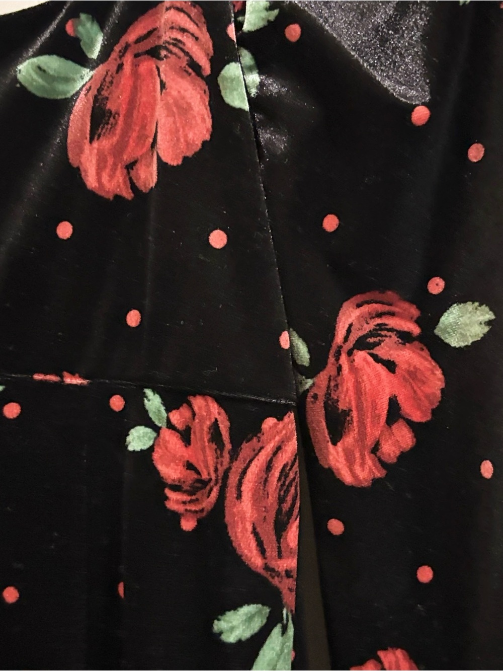 Forever 21 velvet Black Top with Red Floral Accent - Picture 3 of 8